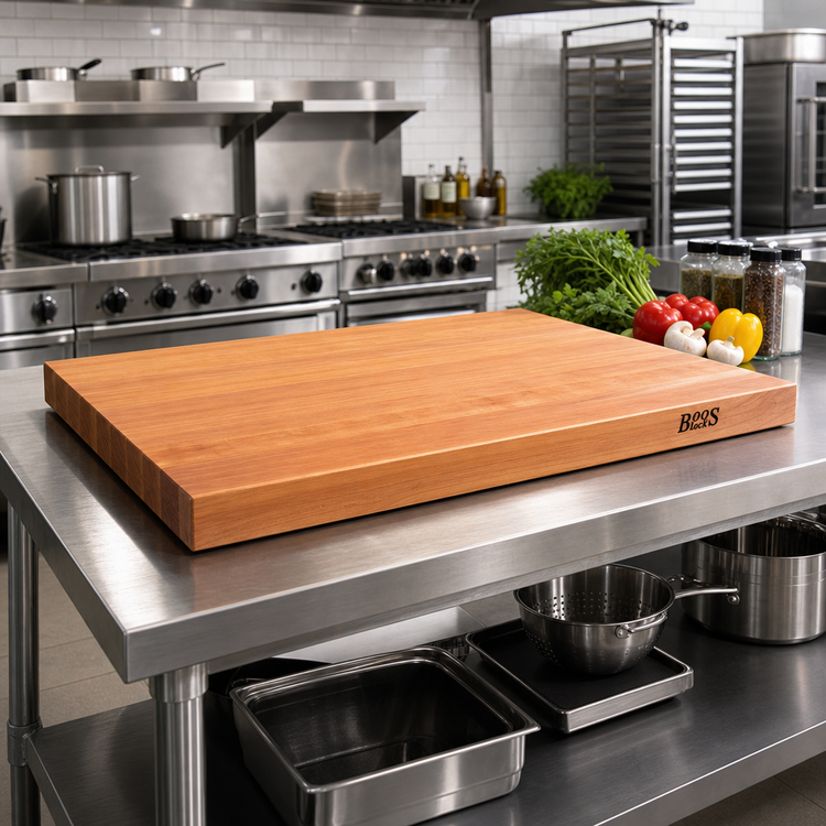 Product image #2 for John Boos Boos Block 48-Inch W x 30-Inch D x 3-Inch Thick American Cherry Edge Grain Kitchen Countertop, Varnique Finish