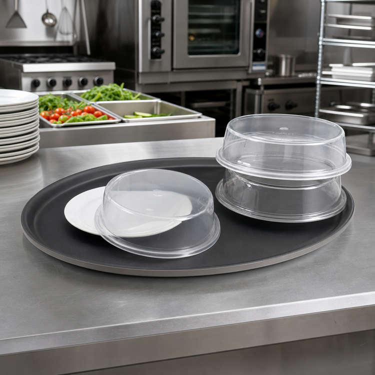 Product image #2 for Vollrath Safe-Stack Clear Polycarbonate Round Plate Cover for 10-1/8" to 10-3/8" Plates