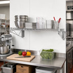 Thumbnail image #2 for Quantum WDWB2160C Wall-Mount Cantilever Single Wire Shelf, 60 x 21 Inches, Chrome Plated