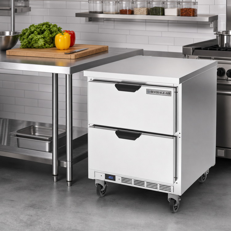 Product image #2 for Beverage-Air 27-Inch 1-Section Worktop Freezer with 2 Drawers and Flat Top, 6.13 Cu. Ft.