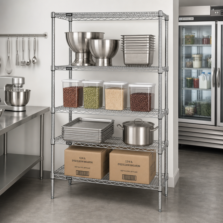 Product image #2 for Chrome Wire Shelving Starter Kit, 60 x 14 x 74 Inches, 4 Shelves