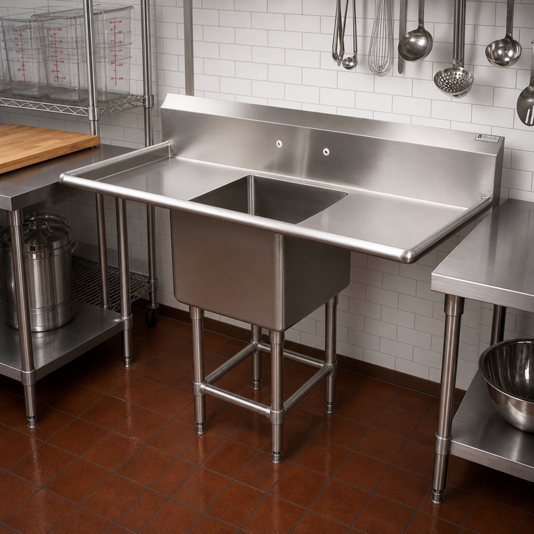 Product image #2 for John Boos Pro-Bowl 1-Compartment Sink with Left and Right 30-Inch Drainboards, 20-Inch x 20-Inch x 14-Inch Bowl, Stainless Steel