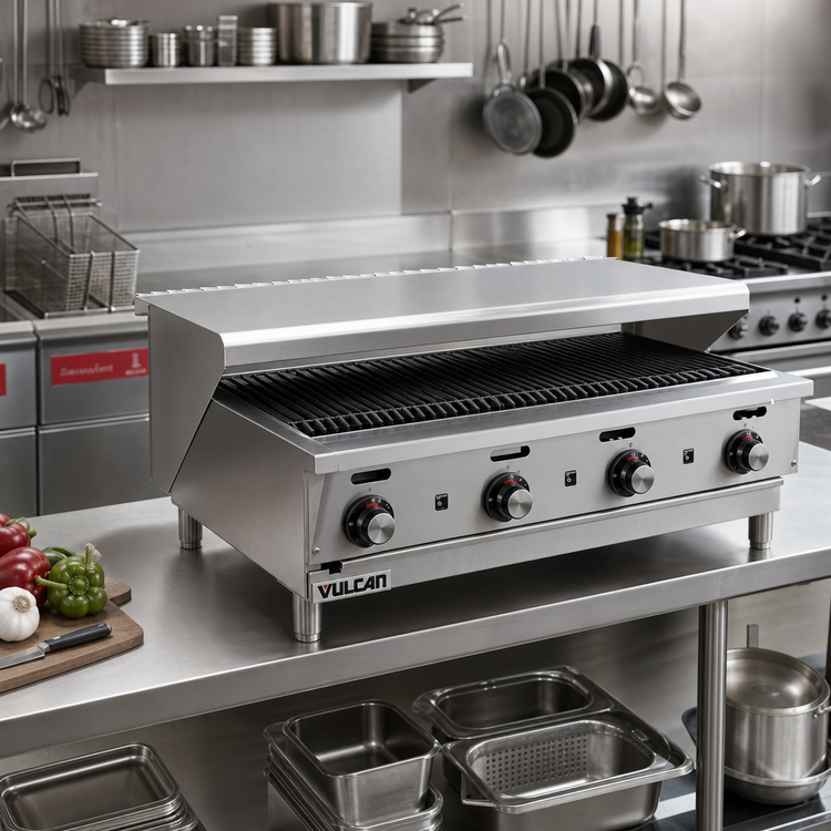 Product image #2 for Vulcan 47-Inch Stainless Steel Plate Rail Accessory for VACB47 Counter Model Gas Charbroiler