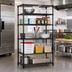 Thumbnail image #2 for Quantum 24 x 24 x 63 Inch Stationary Wire Shelving Starter Kit with 5 Shelves, Black Epoxy Antimicrobial Finish