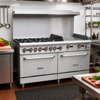 Thumbnail image #2 for Serv-Ware SGR-6B-24G 60-Inch Natural Gas Range with 6 Open Burners, 24-Inch Griddle, and 2 Standard Ovens