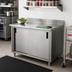 Thumbnail image #2 for Advance Tabco Special Value Economy Enclosed Work Table, 60 x 24 Inch, Cabinet Base, 16-Gauge 304 Stainless Steel Top, 5 Inch Backsplash