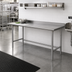 Thumbnail image #2 for Advance Tabco 108-Inch x 24-Inch 14-Gauge 304 Stainless Steel Work Table with 1-1/2-Inch Rear Splash and Galvanized Open Base