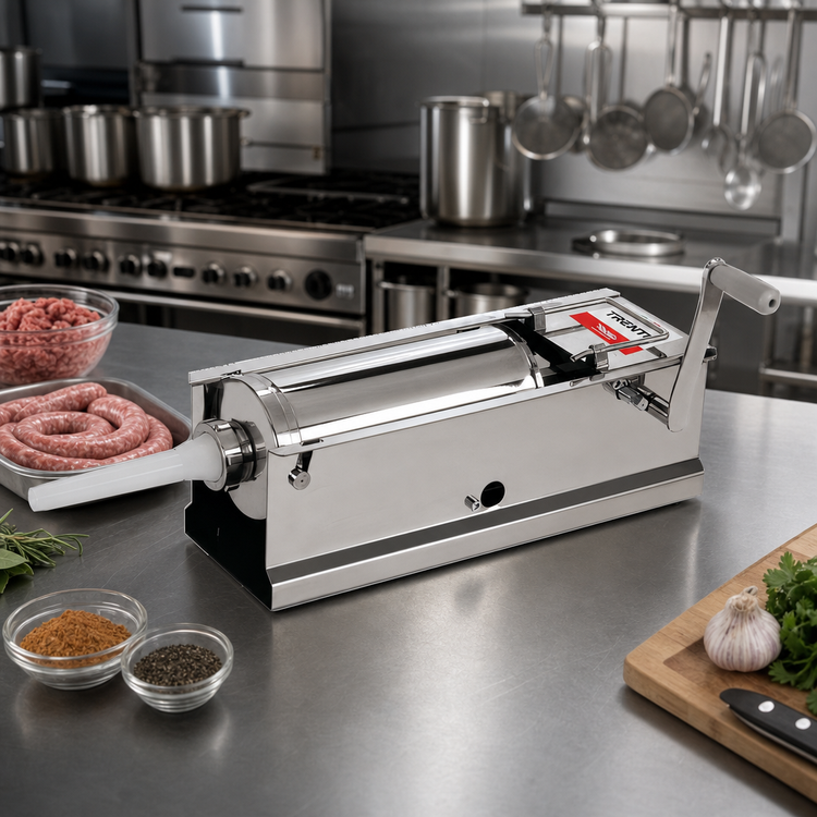 Product image #2 for Trento 2-Speed Manual Horizontal Gear Drive Sausage Stuffer, 11 lb. / 5 kg Capacity, Stainless Steel