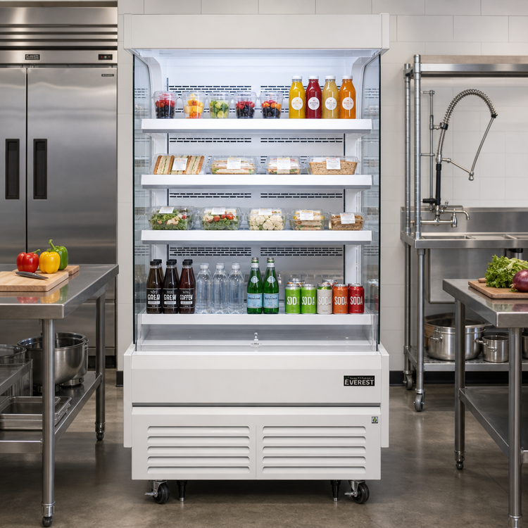 Product image #2 for Everest Refrigeration 48-Inch Vertical Open-Air Merchandiser Refrigerator, White, 16.8 Cu. Ft.