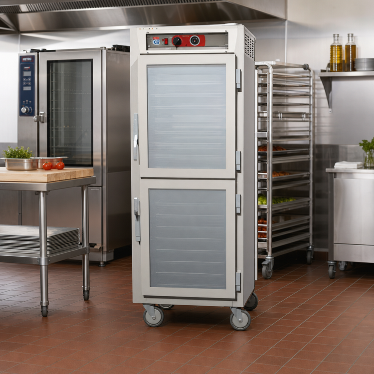 Product image #2 for Metro C5 6 Series Mobile Full-Height Heated Holding Cabinet with Dutch Double-Pane Tempered Glass Doors and Universal Adjustable Slides