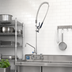 Thumbnail image #2 for T&S Brass EverSteel 8-Inch Wall Mount Pre-Rinse Mixing Faucet with 14-Inch Swing Nozzle, 44-Inch Hose and Blue Spray Valve