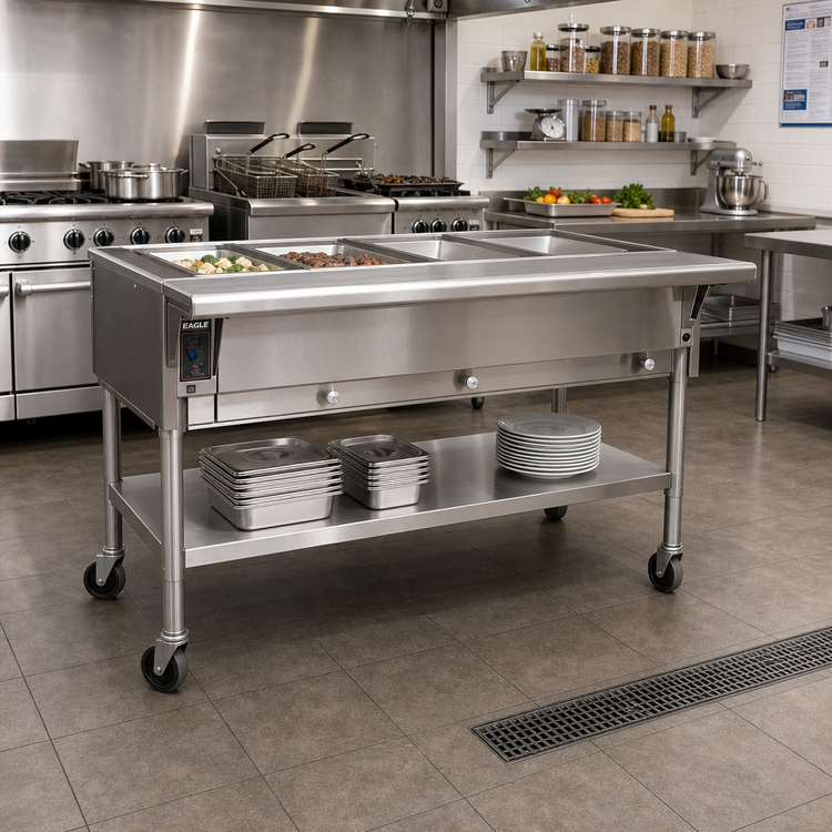 Product image #2 for Eagle Group 36-Inch Portable Electric Hot Food Table with 2 Dry Wells, Open Shelf Base