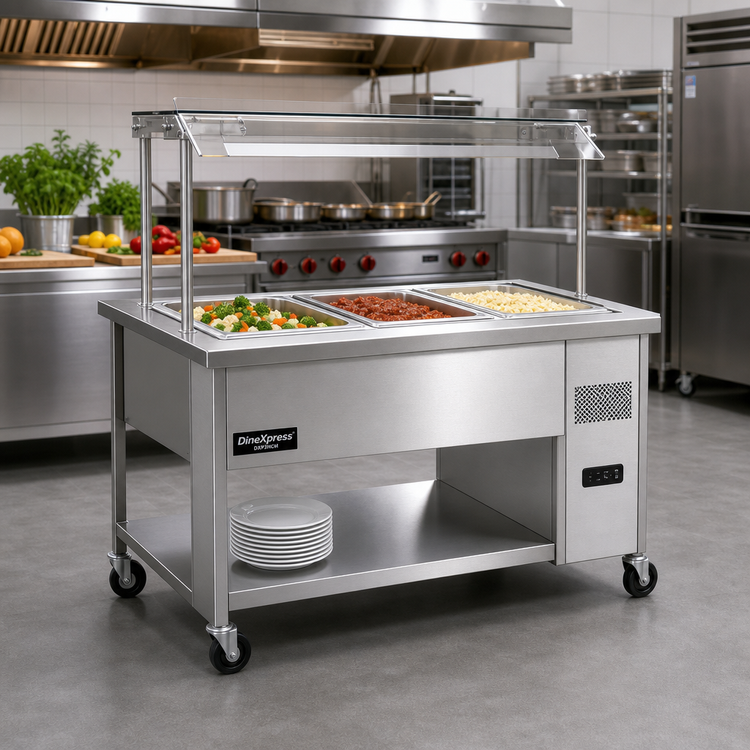 Product image #2 for DineXpress DXP3HCM 3-Pan Hot/Cold Refrigerated Mobile Serving Counter