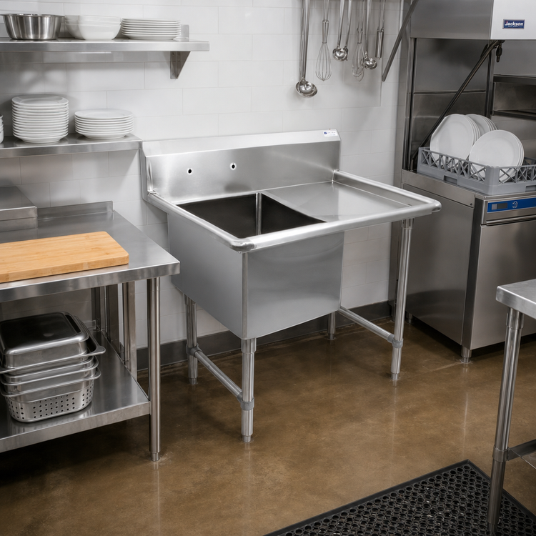 Product image #2 for John Boos B Series 1-Compartment Stainless Steel Sink with Right Drainboard