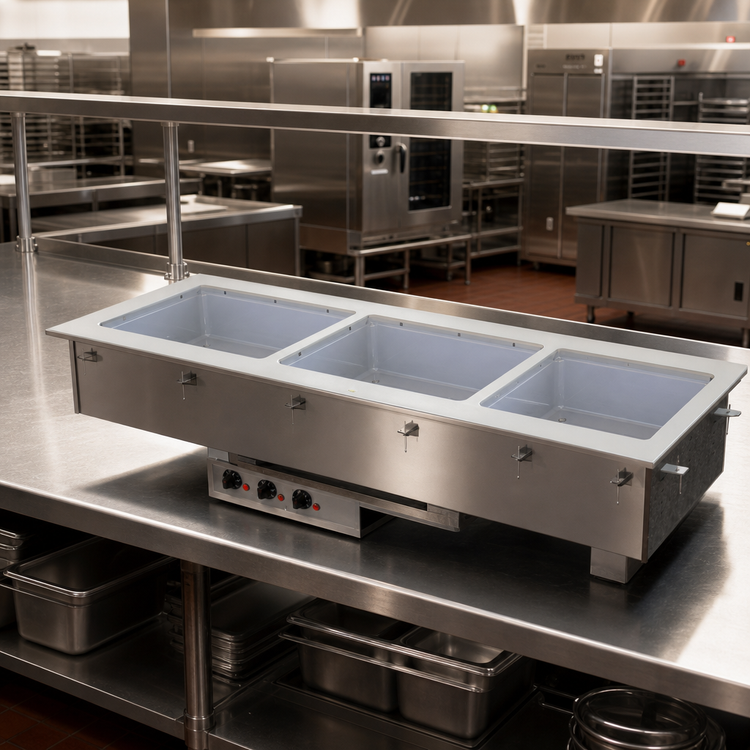 Product image #2 for Vollrath Short-Side 2-Pan Drop-In Hot Well with Manifold Drain, Thermostatic Controls, 120V
