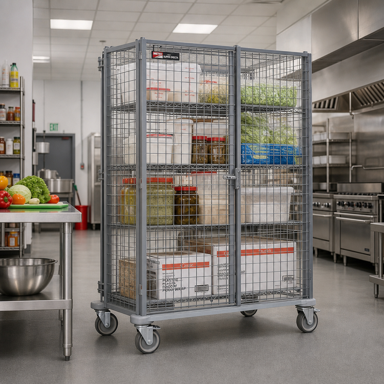 Product image #2 for Metro Super Erecta Mobile Security Cage with Metroseal 3 Epoxy-Coated Wire Finish and Aluminum Dolly