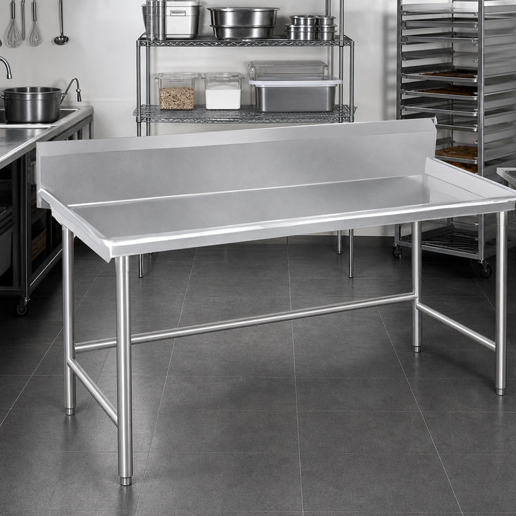 Product image #2 for Advance Tabco BSR-96 Stainless Steel Sorting Table with 10-1/2-Inch Backsplash and 3-Inch Raised Edge, 96 x 30 Inches
