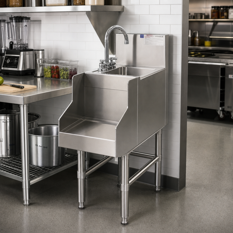 Product image #2 for Eagle Group Spec-Bar 14-Inch Wide Freestanding Stainless Steel Blender Station with Sink and T&S Faucet