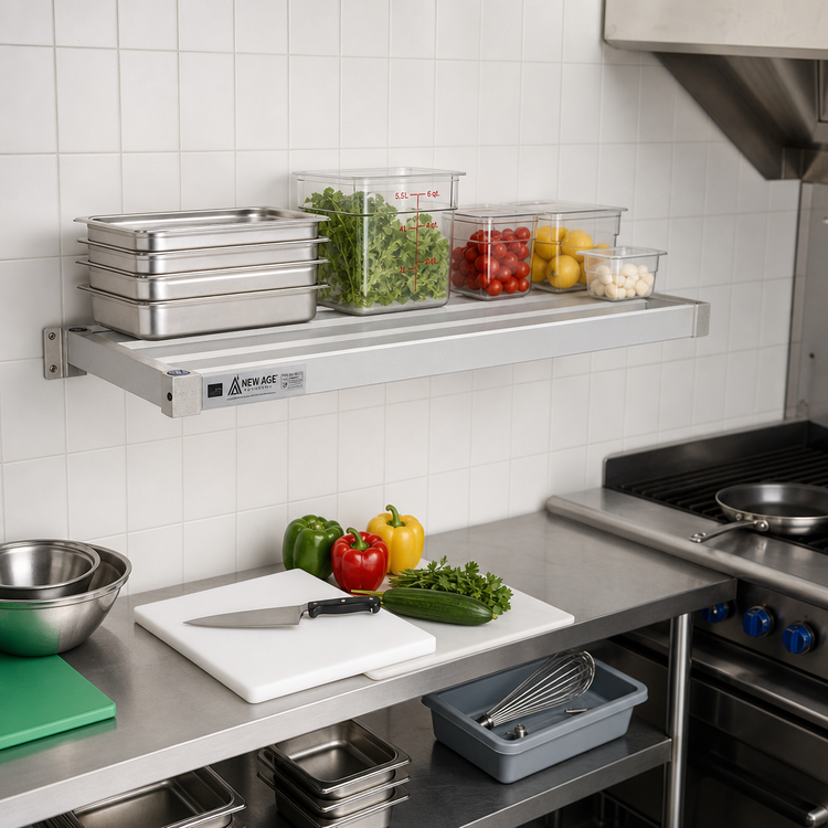Product image #3 for New Age Adjust-A-Shelf H.D. Series 42"W x 15"D Aluminum Wall-Mounted Shelf, 2,000 lb. Capacity