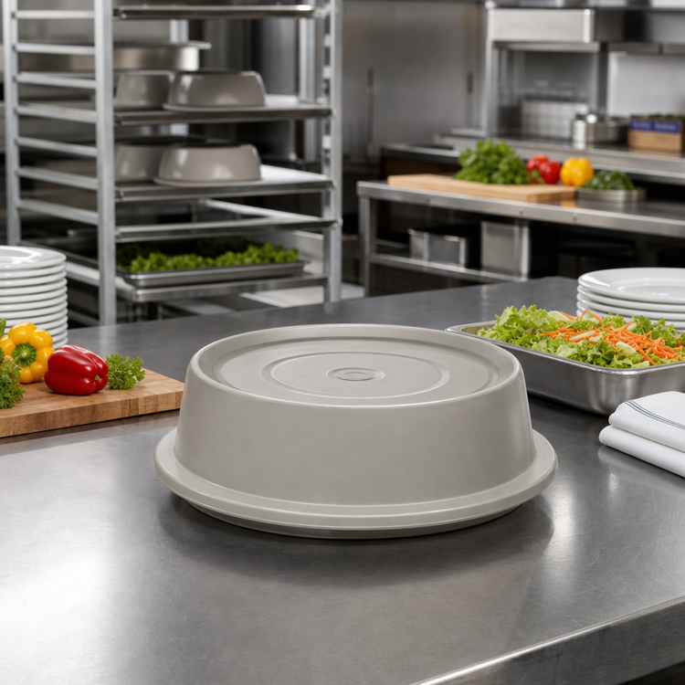 Product image #3 for Cambro Versa Camcover Round Fiberglass Plate Cover, Unvented, 10-5/16" Inside Diameter, Granite Gray