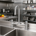 Thumbnail image #2 for Equip 8-Inch Centers Deck Mount Low-Lead Mixing Faucet with Rigid Gooseneck and Lever Handles