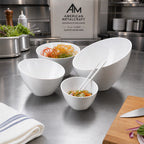 Thumbnail image #2 for American Metalcraft Endurance MELSL52 11 oz White Slanted Round Melamine Serving Bowl Case of 24