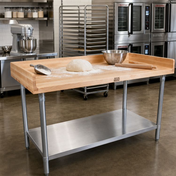 Product image #2 for John Boos Baker's Top Wood Work Table with Stainless Steel Undershelf, 72 x 36 Inches