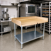 Thumbnail image #2 for Advance Tabco 48 x 36 Inch Bakers' Table with 1-3/4 Inch Wood Top, 4 Inch Rear and Side Splash, and Galvanized Undershelf