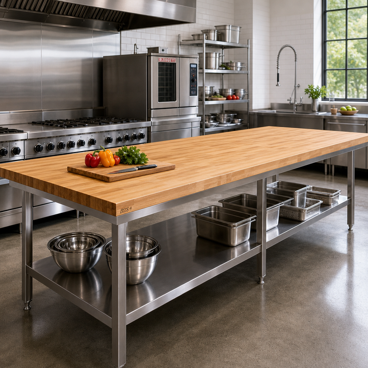 Product image #2 for John Boos Edge Grain Flat Top Wood Work Table Top, 168 x 42 x 2-1/4 Inches
