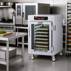 Thumbnail image #2 for Metro C5 C585-SFC-LPFC Half-Height Pass-Thru Controlled Temperature Holding Cabinet, 8-Pan, Glass Doors, 304 Stainless Steel, 120V