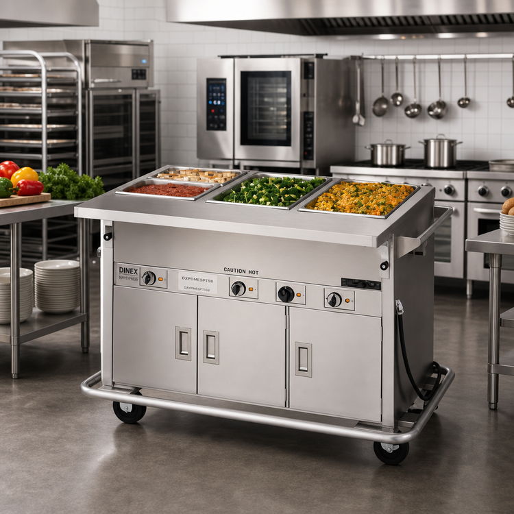 Product image #2 for Dinex ServeXpress DXPDME5PTSB Mobile Electric Hot Food Counter with 5 Sealed Wells