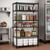 Thumbnail image #2 for Quantum Stationary Wire Shelving Starter Kit, 60 x 24 x 74 Inches, 5 Shelves, Black Epoxy Antimicrobial Finish