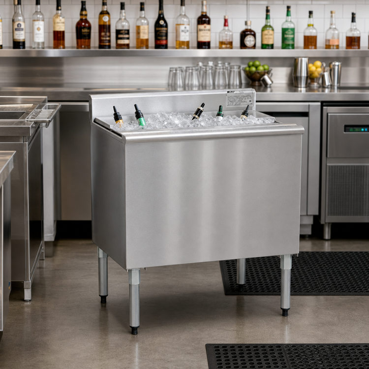 Product image #2 for Eagle Group 1800 Series Underbar Ice Chest Bar Ice Bin with Sealed-In 7-Circuit Cold Plate, 24-Inch W x 20-Inch D, 37 lb Capacity