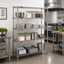 Thumbnail image #2 for Quantum 72 Inch W x 14 Inch D x 54 Inch H Stationary Wire Shelving Starter Kit, 4 Shelves, 304 Stainless Steel