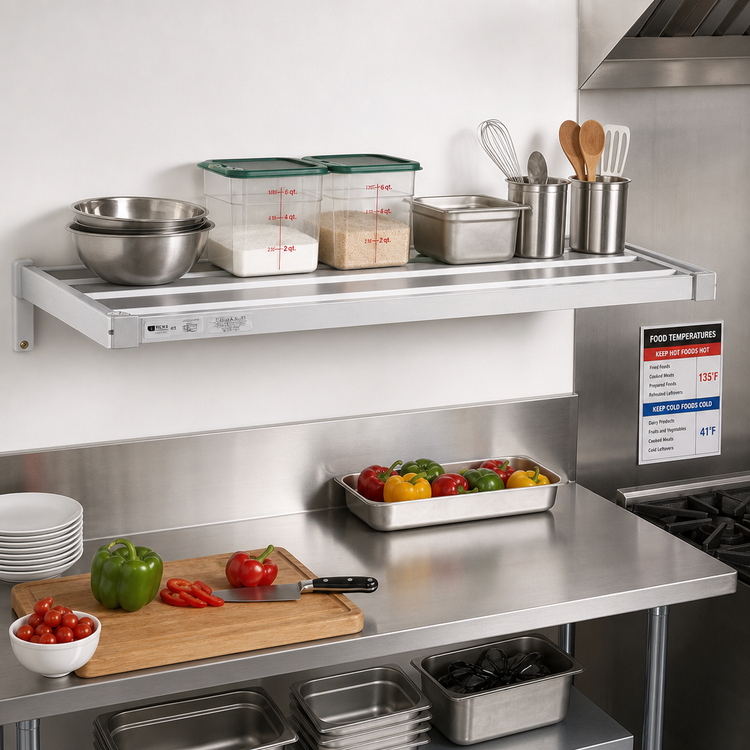 Product image #3 for New Age Adjust-A-Shelf H.D. Series 48"W x 30"D Wall-Mounted Aluminum Shelf