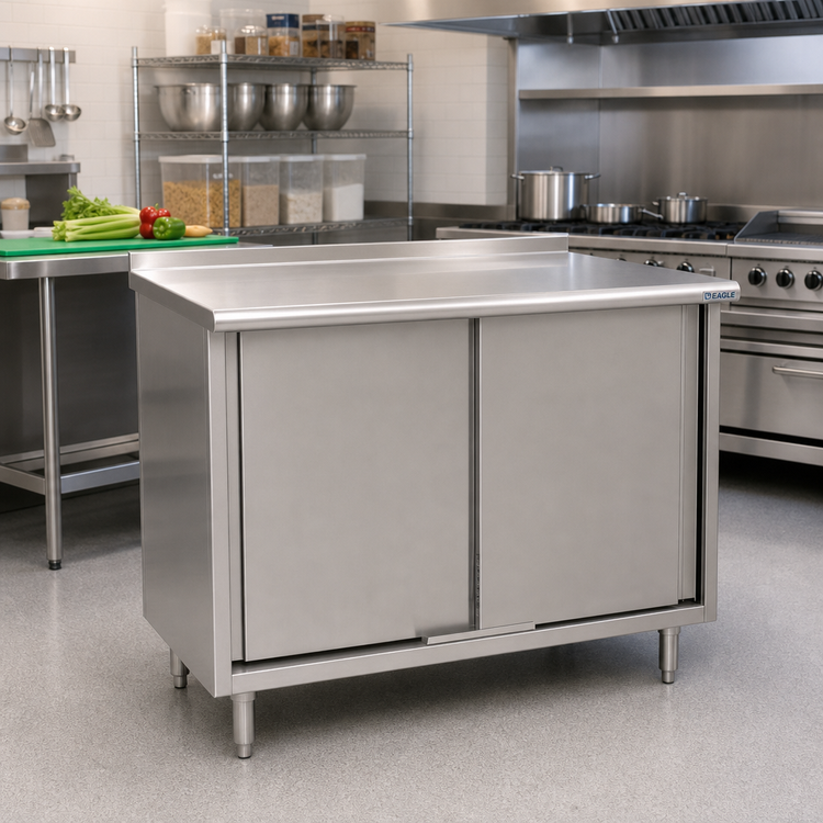 Product image #2 for Eagle Spec-Master 84-Inch x 30-Inch Stainless Steel Enclosed Work Table with Cabinet Base and Sliding Doors