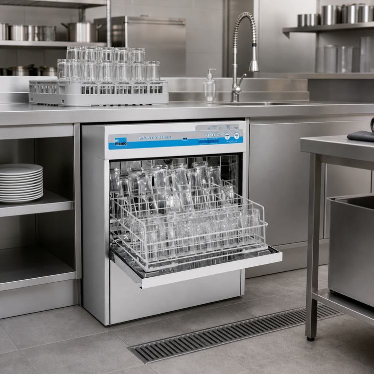 Product image #2 for MEIKO Point 2 Series FV 40.2 G High-Temperature Undercounter Glasswasher with Built-In Booster