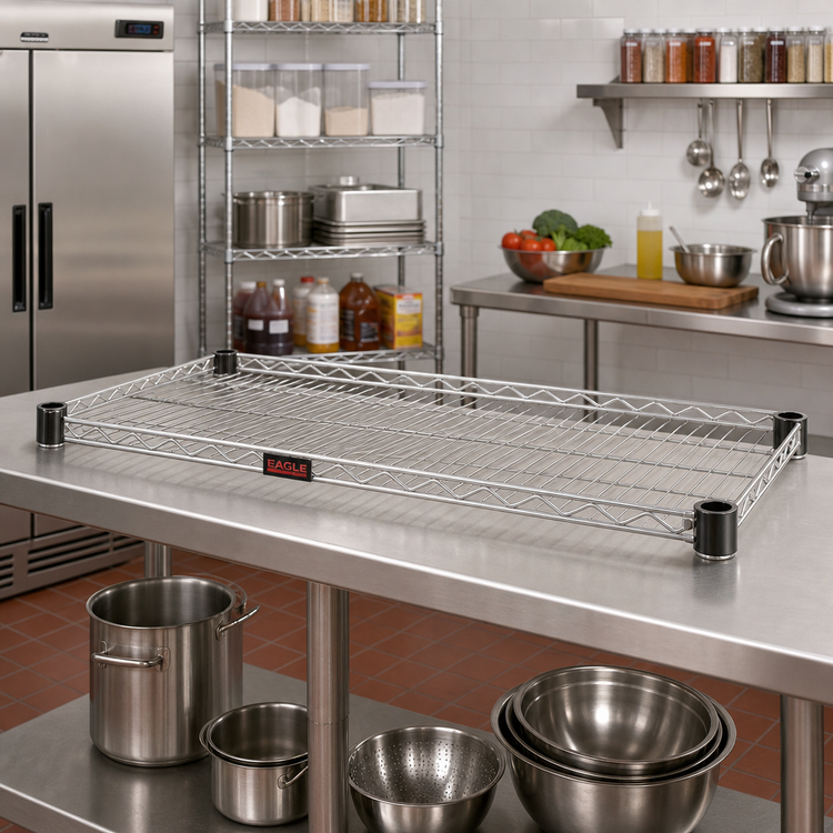 Product image #2 for Eagle Group QuadTruss Quad-Adjust Wire Shelf, 36 x 18 Inches, 800 lb. Capacity, Stainless Steel Finish