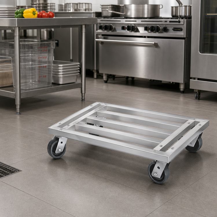 Product image #2 for Channel Manufacturing Tubular Aluminum Mobile Dunnage Dolly, 42"W x 24"D x 8"H, 1,200 lb Capacity