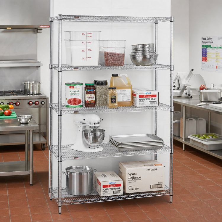 Product image #2 for Eagle Group 4-Tier Stationary Starter Wire Shelving Unit, 30 x 24 x 63 Inches, Chrome-Plated