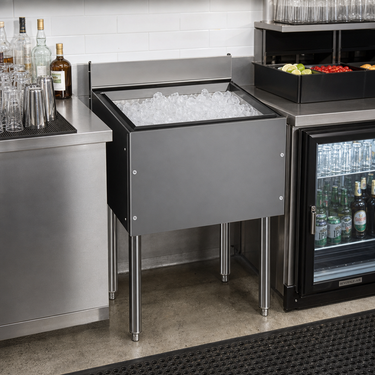 Product image #2 for CHOICE by Glastender 36-Inch x 19-Inch Underbar Ice Bin with Built-In 10-Circuit Cold Plate, 100 lb Capacity