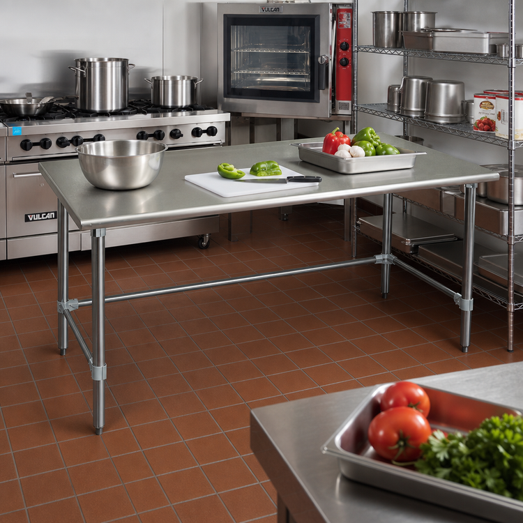 Product image #2 for Eagle Group BlendPort Deluxe Series 48" x 24" 16-Gauge 300 Series Stainless Steel Top Work Table with Galvanized Base