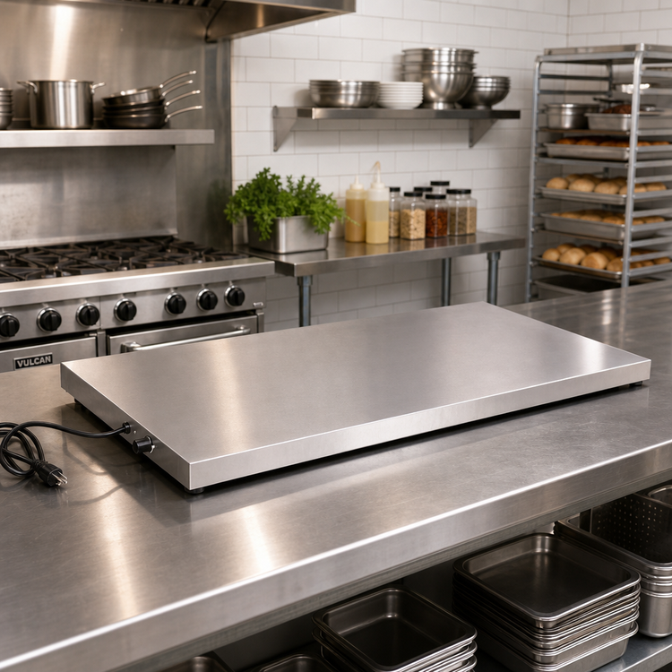 Product image #2 for BK Resources 24-Inch x 20-Inch Portable Electric Heated Shelf Warmer with Thermostatic Control