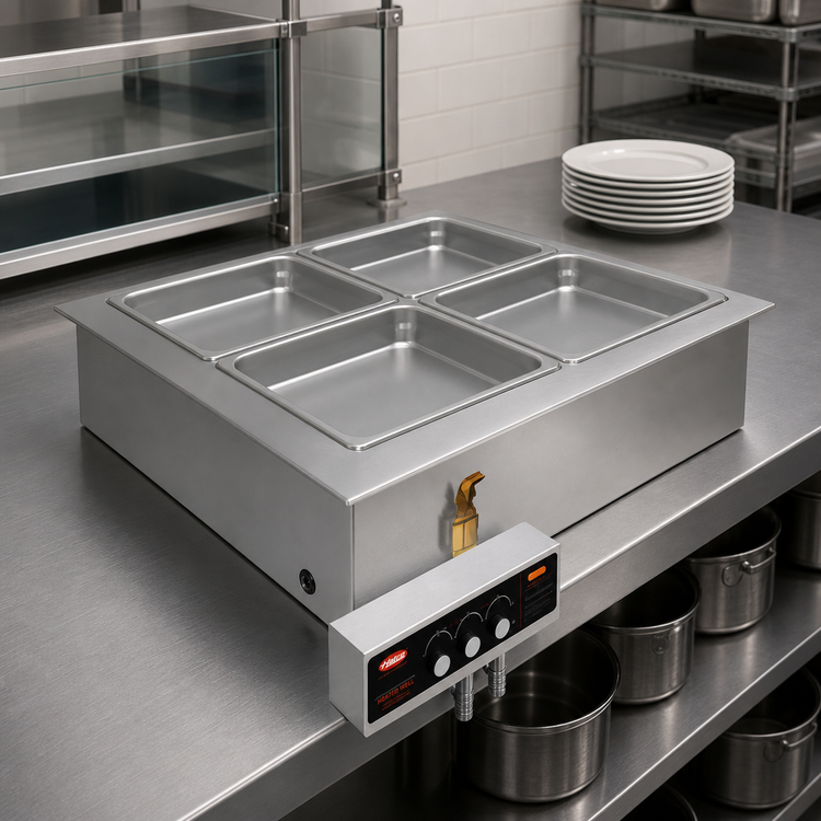 Product image #2 for Hatco Drop-In Modular/Ganged Insulated Heated Well with Drains, 4 Full-Size Pan Capacity, 3600W