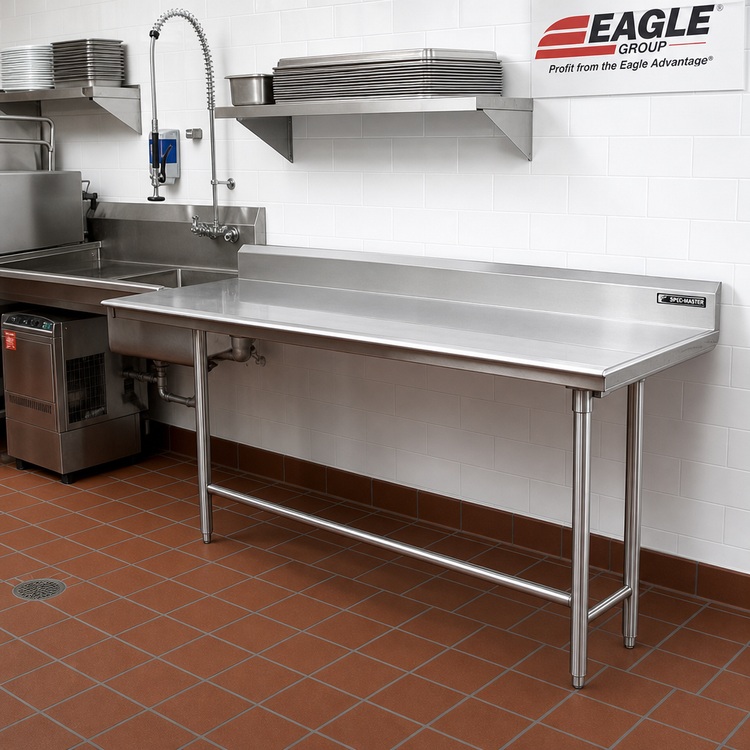 Product image #2 for Eagle Group Spec-Master Straight Clean Dishtable, 120 Inch x 30 Inch, Right-to-Left Operation