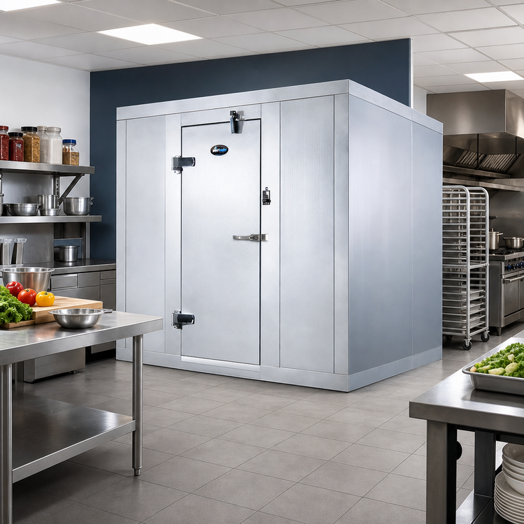 Product image #2 for AmeriKooler Indoor Floorless Quick Ship Walk-In Cooler with Remote R-448A Refrigeration, 8' x 8' x 7'2"