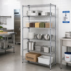 Thumbnail image #2 for Quantum WR86-2142S-5 Stationary Wire Shelving Starter Kit, 42"W x 21"D x 86"H, 5 Shelves, 304 Stainless Steel