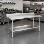 Thumbnail image #2 for Eagle Group Spec-Master T2472SEM-BS 72 x 24-Inch Stainless Steel Work Table with 14-Gauge Top, 4-1/2-Inch Backsplash and Adjustable Undershelf