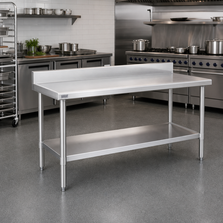 Product image #2 for Eagle Spec-Master Marine Series Stainless Steel Work Table with Backsplash and Adjustable Undershelf, 72 x 24 Inches