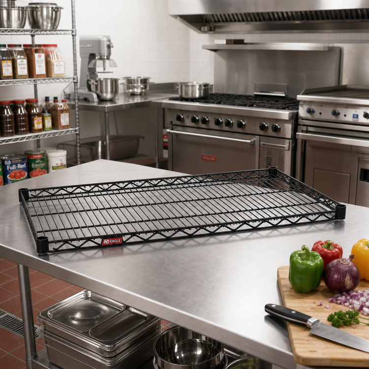 Product image #2 for Eagle Group Stand-Outs Decorative 60 Inch x 24 Inch Wire Shelf with QuadTruss, Black Epoxy Finish